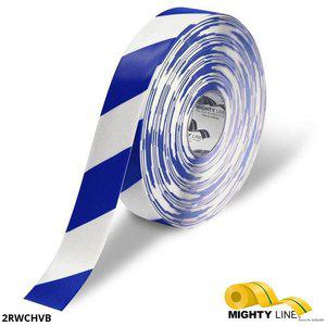 MIGHTY LINE 2RWCHVB Industrie-Bodenband, 2 Breiten, Weiß mit blauen Chevrons, 100 Fuß lang | AX3KJA