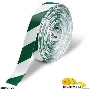 MIGHTY LINE 2RWCHVG Industrial Floor Tape, 2 Width, White with Green Chevrons, 100 ft Long | AX3KJB