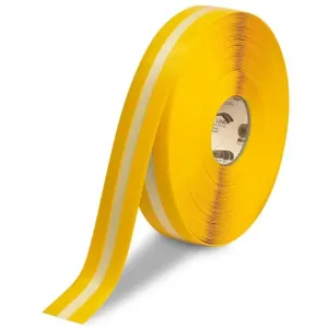 MIGHTY LINE 2RYLUMCTR Industrial Floor Tape, 2 x 100 ft Size, Yellow, Luminescent Center Line | AX3KJM