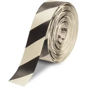 MIGHTY LINE 3RWCHV Industrial Floor Tape, 3 Width, White with Black Chevrons, 100 ft Long | AX3KJD