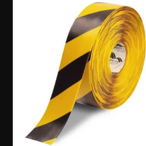 MIGHTY LINE 3RYCHV Industrial Floor Tape, 3 Width, Yellow with Black Chevrons, 100 ft Long | AX3KJE