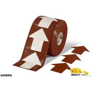 MIGHTY LINE 6ARBRN Industrial Floor Tape Marker, 6 Width, Brown, 200 Arrow Tape, 100 ft Long | AX3KLJ