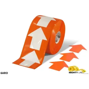 MIGHTY LINE 6ARO Industrial Floor Tape Marker, 6 Width, Orange, 200 Arrow, 100 ft Long | AX3KLM