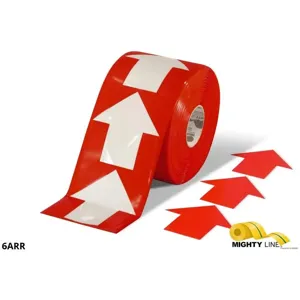 MIGHTY LINE 6ARR Industrial Floor Tape Marker, 6 Width, Red, 200 Arrow Tape, 100 ft Long | AX3KLP