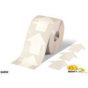 MIGHTY LINE 6ARW Industrial Floor Tape Marker, 6 Width, White, 200 Arrow Tape, 100 ft Long | AX3KLQ