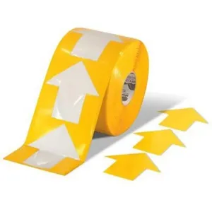 MIGHTY LINE 6ARY Industrial Floor Tape Marker, 6 Width, Yellow, 200 Arrow, 100 ft Long | AX3KLR