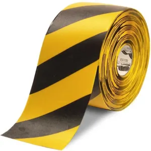 MIGHTY LINE 6RYCHV Industrial Floor Tape, 6 Width, Yellow with Black Chevrons, 100 ft Long | AX3KJL