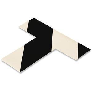 MIGHTY LINE TBW Floor Marking Tape, 2 Width, White, T-Shape With Black Chevrons, PK100 | AX3KKJ