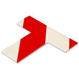MIGHTY LINE TWR Floor Marking Tape, 2 Width, White, T-Shape With Red Chevrons, PK100 | AX3KKK