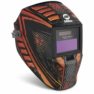 MILLER BY HONEYWELL 291189 Welding Helmet, Auto-Darkening, 2 Arc Sensors, Black/Orange/Red/Yellow, Geometric | CV4JER 799Z78