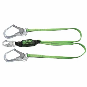 MILLER BY HONEYWELL 8798TR-Z7/4FTGN Shock-Absorbing Lanyard, 310 lbs. Capacity, 4 ft. Length, Steel Snap Hook | CJ3HYB 20A258