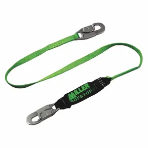 MILLER BY HONEYWELL 913TWLS-Z7/6FTGN Shock-Absorbing Lanyard, 310 lbs. Capacity, 6 ft. Length, Steel Snap Hook | CJ3HWY 20A412