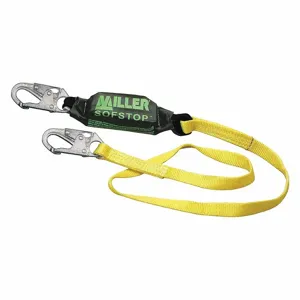 MILLER BY HONEYWELL 913WLS-Z7/6FTYL Shock-Absorbing Lanyard, 310 lbs. Capacity, 6 ft. Length, Steel Snap Hook | CJ3HXL 45JJ96