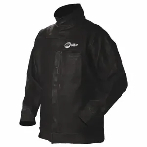 MILLER ELECTRIC 231090 Welding Jacket, Mens, Pigskin 2 oz, Black, Snaps, 2 Total Pockets, L, 30 Inch Length | CT3GCV 34C301