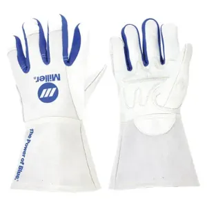 MILLER ELECTRIC 263334 Welding Gloves, Keystone Thumb, Gauntlet Cuff, Premium, White Pigsk Inch | CT3GJF 33RN12