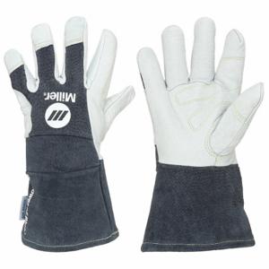 MILLER ELECTRIC 271887 Welding Gloves, Keystone Thumb, Gauntlet Cuff, Premium, Black Pigsk Inch, Miller Classic | CT3GJE 48VF69
