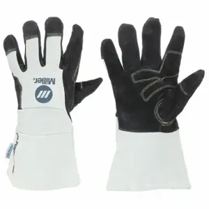 MILLER ELECTRIC 271890 Welding Gloves, Keystone Thumb, Gauntlet Cuff, Premium, White/Black Pigsk Inch | CT3GJA 48VF72