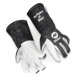 MILLER ELECTRIC 279897 TIG Welding Gloves, Wing Thumb, Gauntlet Cuff, Premium, Black Cowhide, Miller Classic, TIG | CT3GJT 240R55