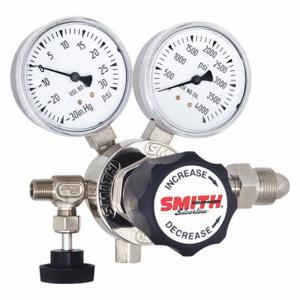 MILLER-SMITH EQUIPMENT 211-0302 High Purity Gas Regulator, Single Stage, CGA 320 Inlet, 1/4 Inch Tube Outlet, 50 PSIg | CU3BVB 45PW07