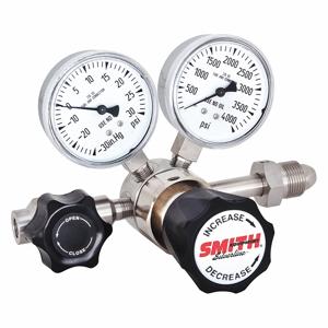 MILLER-SMITH EQUIPMENT 611-03020000 High Purity Gas Regulator, Single Stage, CGA 320 Inlet, 1/4 Inch Tube Outlet, 50 PSIg | CU3BVC 45PW59