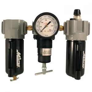 MILTON-INDUSTRIES 1100M Deluxe Filter Regulator Lubricator Trio, 1/4 Inch NPT, Metal | CD8UPD