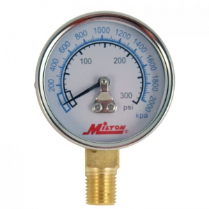 MILTON-INDUSTRIES 1195 High Pressure Gauge, Pressure Range 0 - 300 Lbs., 1/4 Inch NPT | CD8UGX
