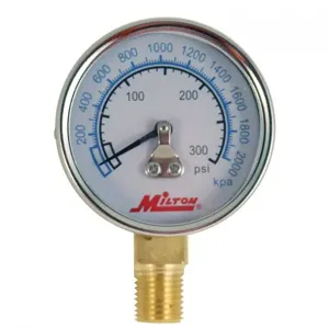 MILTON-INDUSTRIES 1195 High Pressure Gauge, Pressure Range 0 - 300 Lbs., 1/4 Inch NPT | CD8UGX