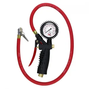 MILTON-INDUSTRIES 573A Analog Inflator Gauge With Ball Foot Air Chuck Clip | CD8VAM