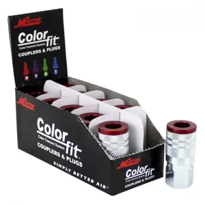 MILTON-INDUSTRIES 715MC ColorFit Couplers, M Style, Red, 1/4 Inch FNPT, Pack of 10 | CD8VDL