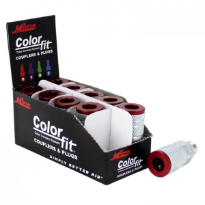 MILTON-INDUSTRIES 716MC ColorFit Couplers, M Style, Red, 1/4 Inch MNPT, Pack of 10 | CD8VDQ