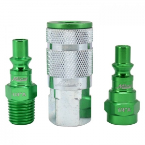 MILTON-INDUSTRIES S-303AKIT Coupler And Plug Kit, A Style, Green, 1/4 Inch NPT, Pack of 6 | CD8TNF