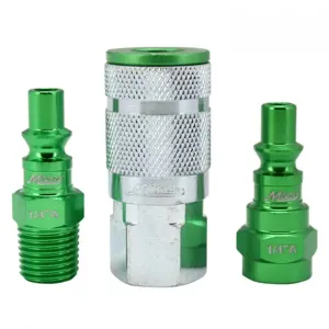 MILTON-INDUSTRIES S-303AKIT Coupler And Plug Kit, A Style, Green, 1/4 Inch NPT, Pack of 6 | CD8TNF