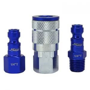 MILTON-INDUSTRIES S-303TKIT Coupler And Plug Kit, T Style, Blue, 1/4 Inch NPT, Pack of 6 | CD8TNH