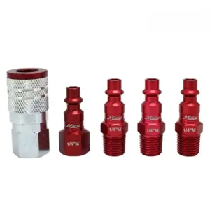 MILTON-INDUSTRIES S-305MKIT Coupler And Plug Kit, M Style, Red, 1/4 Inch NPT, Pack of 6 | CD8TNL