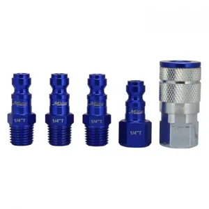 MILTON-INDUSTRIES S-305TKIT Coupler And Plug Kit, T Style, Blue, 1/4 Inch NPT, Pack of 6 | CD8TNM