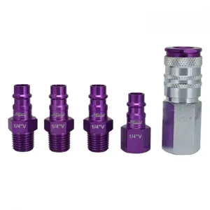 MILTON-INDUSTRIES S-305VKIT Coupler And Plug Kit, V Style, Purple, 1/4 Inch NPT, Pack of 6 | CD8TNN