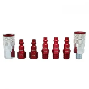 MILTON-INDUSTRIES S-307MKIT Coupler And Plug Kit, M Style, Red, 1/4 Inch NPT, Pack of 6 | CD8TNQ