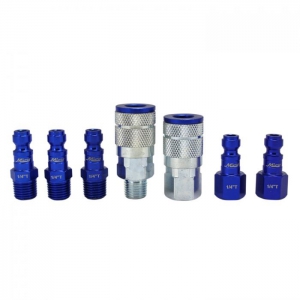 MILTON-INDUSTRIES S-307TKIT Coupler And Plug Kit, T Style, Blue, 1/4 Inch NPT, Pack of 6 | CD8TNR