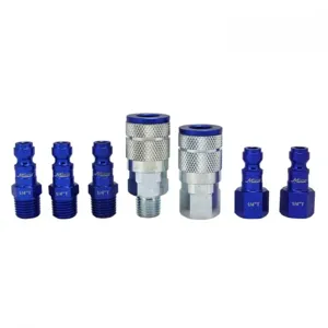 MILTON-INDUSTRIES S-307TKIT Coupler And Plug Kit, T Style, Blue, 1/4 Inch NPT, Pack of 6 | CD8TNR