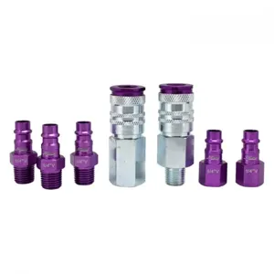 MILTON-INDUSTRIES S-307VKIT Coupler And Plug Kit, V Style, Purple, 1/4 Inch NPT, Pack of 6 | CD8TNT