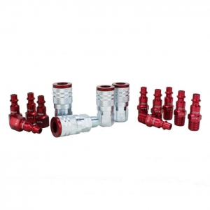 MILTON-INDUSTRIES S-314MKIT Coupler And Plug Kit, M Style, Red, 1/4 Inch NPT, Pack of 6 | CD8TNZ