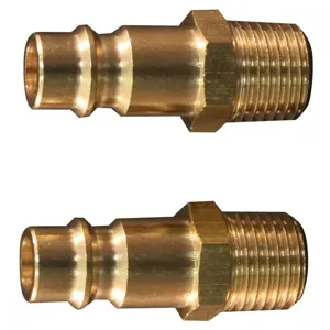 MILTON-INDUSTRIES 760 V Style Highflowpro Plug, Male, Size 1/4 Inch, Brass, Pack of 10 | CD8UDJ