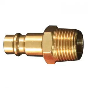 MILTON-INDUSTRIES s-762 Male Plug, Highflowpro V Style, Brass, 3/8 Inch MNPT, Pack of 10 | CD8TDC