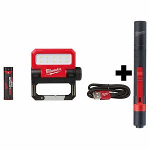 MILWAUKEE 2114-21, 2105 Flood Light Kit, USB REDLITHIUM, Battery Included, 550 lm Max, 4 1/4 Inch Max. Height | CT3MPX 386GZ8