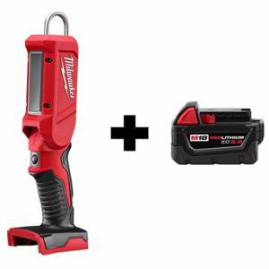 MILWAUKEE 2352-20, 48-11-1850 Stick Light and Battery, M18, Battery Included, 300 lm Max, 2 Modes, Hang Hook | CT3MPZ 385JM3