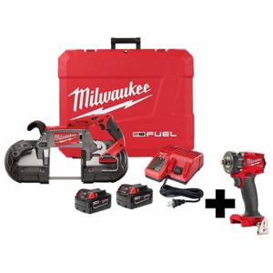 MILWAUKEE 2729-22, 2855-20 Bandsägen-Set, 18 VDC Volt, 2 Werkzeuge, Schlagschrauber, Bandsäge | CP2LED 384NU3