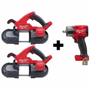MILWAUKEE 2829-20, 2829-20, 2962-20 Tool Combination Kit, 18V DC Volt, 3 Tools, Impact Wrench 550 ft-lb, Compact Band Saw | CP2LKX 382ZH9