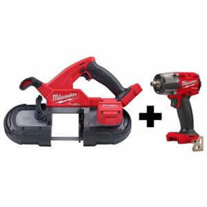 MILWAUKEE 2829-20, 2962-20 Band Saw and Impact Wrench, 18VDC Volt, 2 Tools, 1/2 Inch Mid-Torque Impact Wrench, M18 | CP2LEG 383CF2