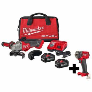 MILWAUKEE 2882-22, 2855-20 Grinder Kit, 18 VDC Volt, 2 Tools, Impact Wrench, Angle Grinder | CP2LMV 384NR8