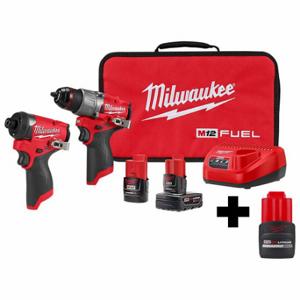 MILWAUKEE 3497-22, 48-11-2425 2-Tool Combo Kit, 12VDC Volt, 2 Tools, 1/2 Inch Hammer Drill 22500 BPM | CP2LNH 384NN8